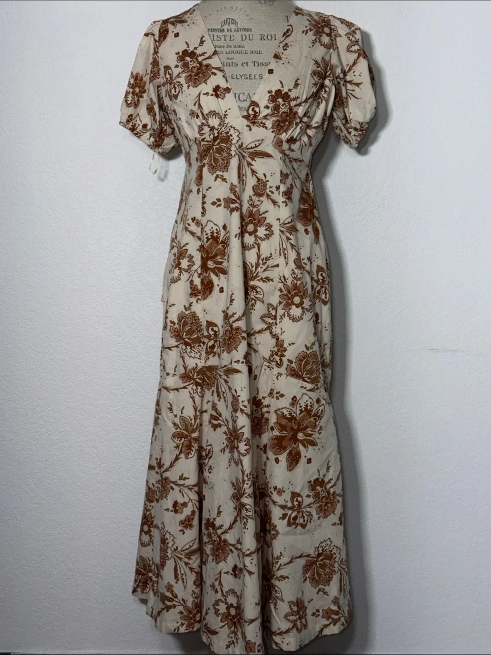 Abercrombie & Fitch Cream Maxi Dress with Brown Floral Print